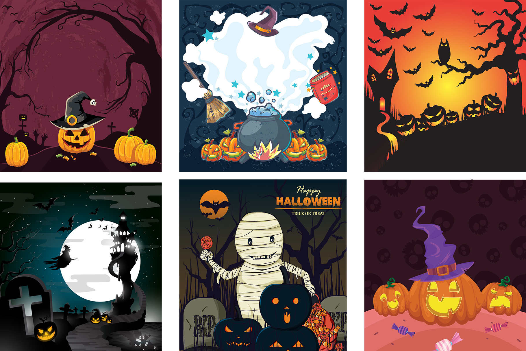 Halloween background bundle, spooky illustration bundle, halloween clipart, haunted house vector, halloween landscape, halloween graphics, spooky backgrounds, halloween digital download, halloween ai eps jpg, halloween printable graphics, creepy forest illustration, halloween social media graphics
